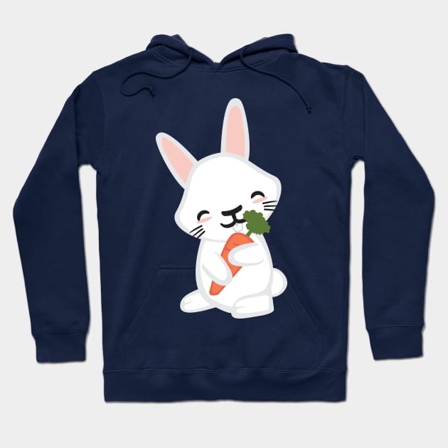 Kawaii Cute Bunny Rabbit Animal with Carrot Kid Design Hoodie by Uncle Fred Design